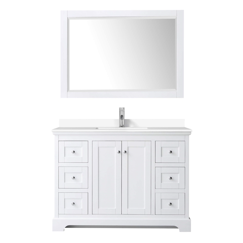 Wyndham Collection Wood Single Bathroom Vanity in White/Chrome