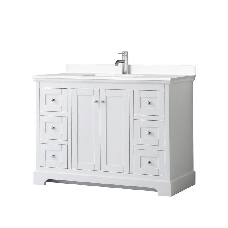 Wyndham Collection Wood Single Bathroom Vanity in Chrome/White