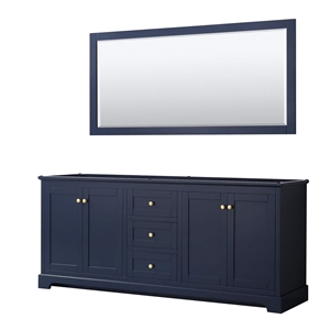 Wyndham Collection 80&quot Wood Double Bathroom Vanity with Mirror in Blue