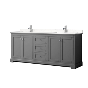 Wyndham Collection 80&quot Light Vein Wood Double Bathroom Vanity in Dark Gray