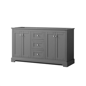 Wyndham Collection 60&quot Wood Double Bathroom Vanity without Mirror in Gray