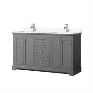 Wyndham Collection 60&quot Wood Double Bathroom Vanity in Chrome/Dark Gray