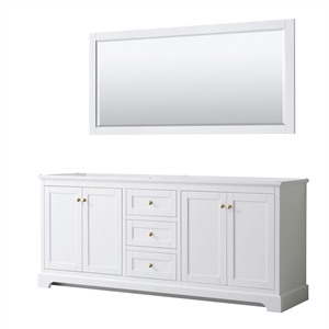 Wyndham Collection 80&quot No Sinks Wood Double Bathroom Vanity in White/Gold