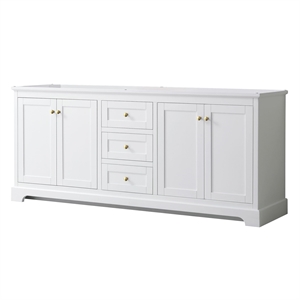 Wyndham Collection 80&quot No-Sinks Wood Double Bathroom Vanity in White/Gold