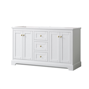 Wyndham Collection 60&quot Wood Double Bathroom Vanity in Brushed Gold/White