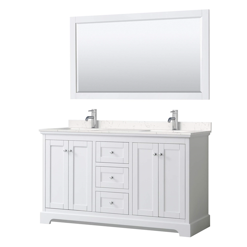 Wyndham Collection Wood Double Bathroom Vanity in White/Chrome