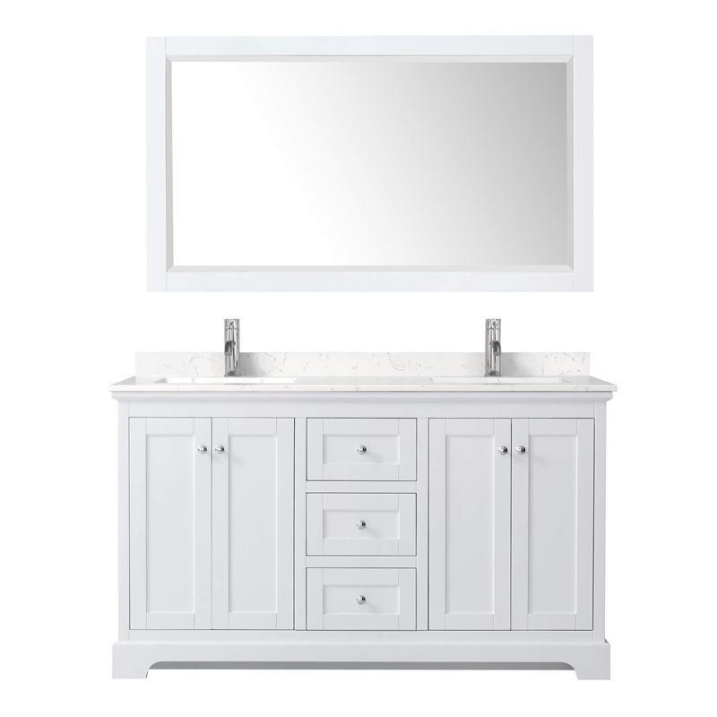 Wyndham Collection Wood Double Bathroom Vanity in White/Chrome