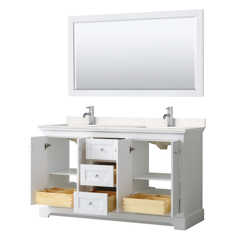 Wyndham Collection Wood Double Bathroom Vanity in White/Chrome