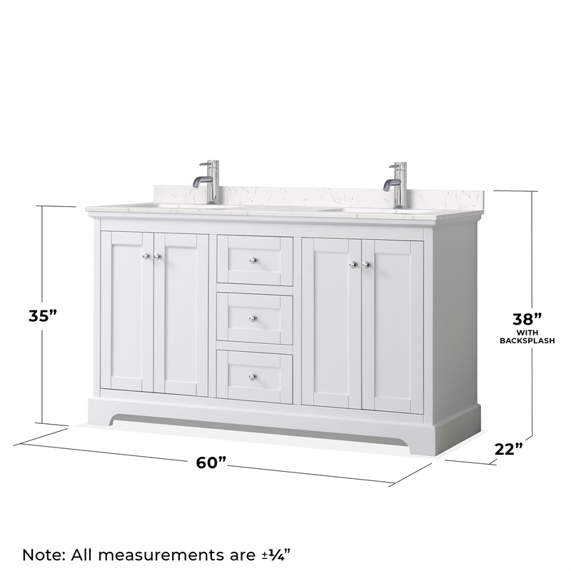 Wyndham Collection Wood Double Bathroom Vanity in White/Chrome