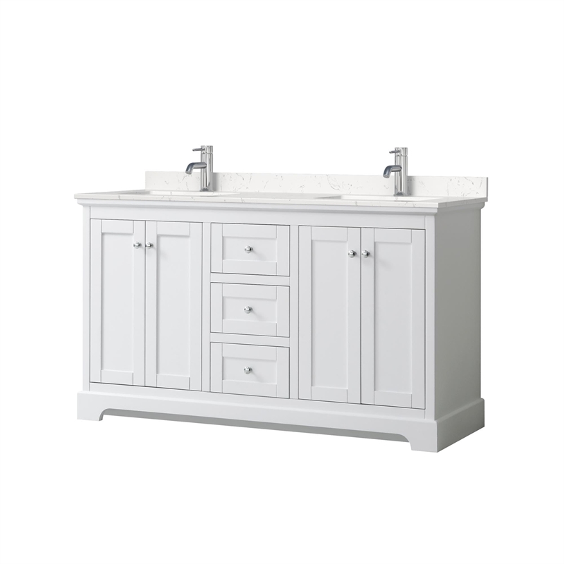 Wyndham Collection Wood Double Bathroom Vanity in Chrome/White