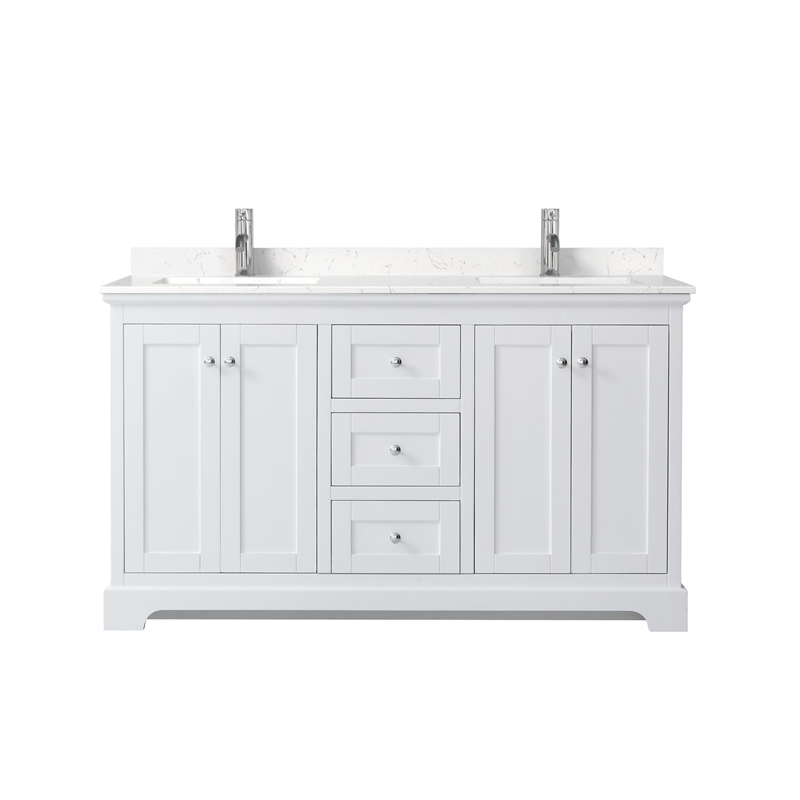 Wyndham Collection Wood Double Bathroom Vanity in Chrome/White