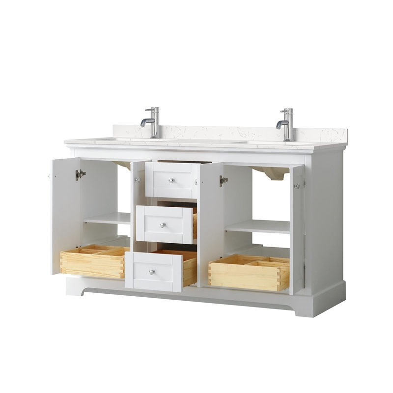 Wyndham Collection Wood Double Bathroom Vanity in Chrome/White