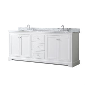Wyndham Collection 80&quot Oval-Sinks Wood Double Bathroom Vanity in White