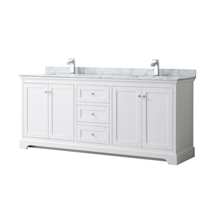 Wyndham Collection 80&quot Square-Sink Wood Double Bathroom Vanity in White