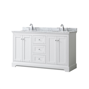 Wyndham Collection 60&quot Oval-Sinks Wood Double Bathroom Vanity in White