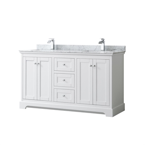 Wyndham Collection 60&quot Wood Double Bathroom Vanity without Mirror in White