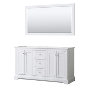 Wyndham Collection 60&quot Wood Double Bathroom Vanity in White/Polish Chrome