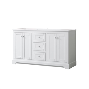 Wyndham Collection 60&quot Wood Double Bathroom Vanity in Polish Chrome/White