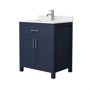 Wyndham Collection Beckett 30&quot Wood Single Bathroom Vanity in Blue/Nickel