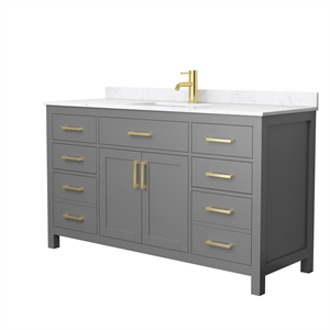 Wyndham Collection Beckett 60&quot Wood Single Bathroom Vanity in Dark Gray/Gold