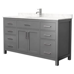Wyndham Collection Beckett 60&quot Wood Single Bathroom Vanity in Dark Gray/Nickel