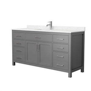 Wyndham Collection Beckett 66&quot Wood Single Bathroom Vanity in Dark Gray/Nickel