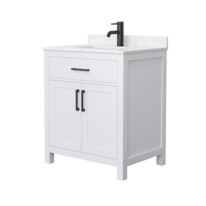 Wyndham Collection Beckett 30&quot Wood Single Bathroom Vanity in White/Black