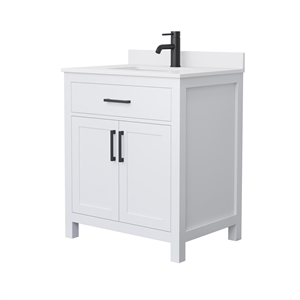 Wyndham Collection Beckett 30&quot Wood Single Bathroom Vanity in White/Matte Black