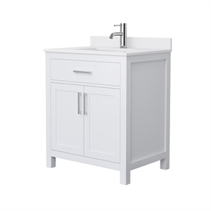 Wyndham Collection Beckett 30&quot Wood Single Bathroom Vanity in Nickel/White