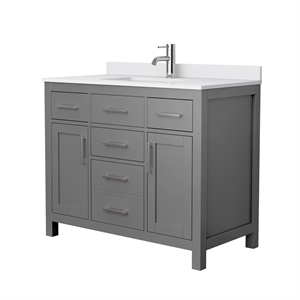 Wyndham Collection Beckett 42&quot Wood Single Bathroom Vanity in Gray/Nickel