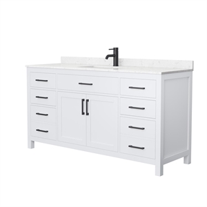 Wyndham Collection Beckett 66&quot Wood Single Bathroom Vanity in White/Black