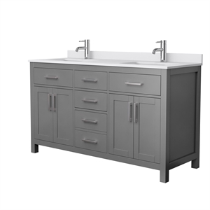 Wyndham Collection Beckett 60&quot Wood Double Bathroom Vanity in Gray/Nickel