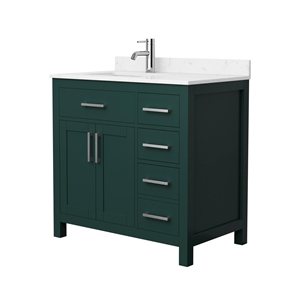 Wyndham Collection Beckett 36&quot Wood Single Bathroom Vanity in Green/Nickel