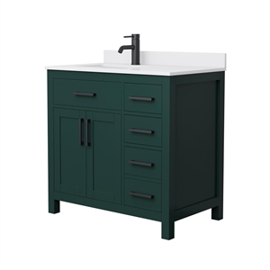Wyndham Collection Beckett 36&quot Wood Single Bathroom Vanity in Green/Matte Black