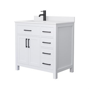 Wyndham Collection Beckett 36&quot Wood Single Bathroom Vanity in White/Matte Black