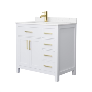 Wyndham Collection Beckett 36&quot Wood Single Bathroom Vanity in White/Gold