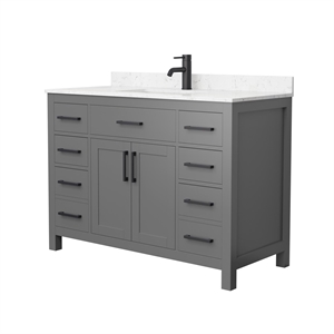 Wyndham Collection Beckett 48&quot Wood Single Bathroom Vanity in Dark Gray/Black
