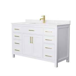 Wyndham Collection Beckett 54&quot Wood Single Bathroom Vanity in White/Gold
