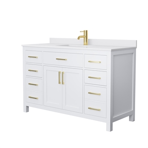 Wyndham Collection Beckett 54&quot Wood Single Bathroom Vanity in White/Brushed Gold