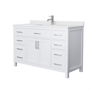 Wyndham Collection Beckett 54&quot Wood Single Bathroom Vanity in Nickel/White
