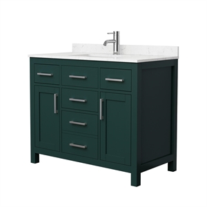 Wyndham Collection Beckett 42&quot Wood Single Bathroom Vanity in Green/Nickel