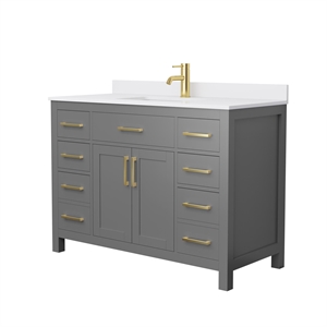 Wyndham Collection Beckett 48&quot Wood Single Bathroom Vanity in Gray/Gold