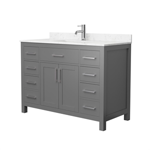 Wyndham Collection Beckett 48&quot Wood Single Bathroom Vanity in Dark Gray/Nickel