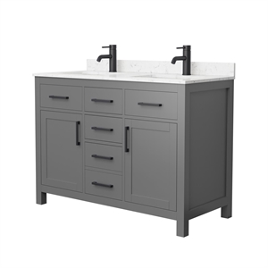 Wyndham Collection Beckett 48&quot Wood Double Bathroom Vanity in Dark Gray/Black