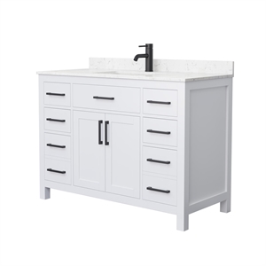 Wyndham Collection Beckett 48&quot Wood Single Bathroom Vanity in White/Black