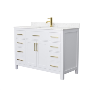 Wyndham Collection Beckett 48&quot Wood Single Bathroom Vanity in White/Gold