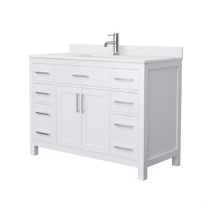 Wyndham Collection Beckett 48&quot Wood Single Bathroom Vanity in Nickel/White