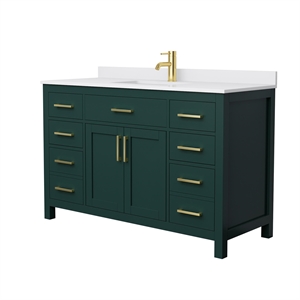 Wyndham Collection Beckett 54&quot Wood Single Bathroom Vanity in Green/Brushed Gold