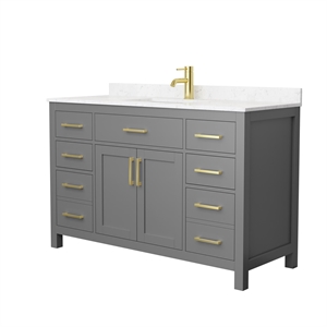 Wyndham Collection Beckett 54&quot Wood Single Bathroom Vanity in Dark Gray/Gold