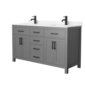 Wyndham Collection Beckett 60&quot Wood Double Bathroom Vanity in Dark Gray/Black
